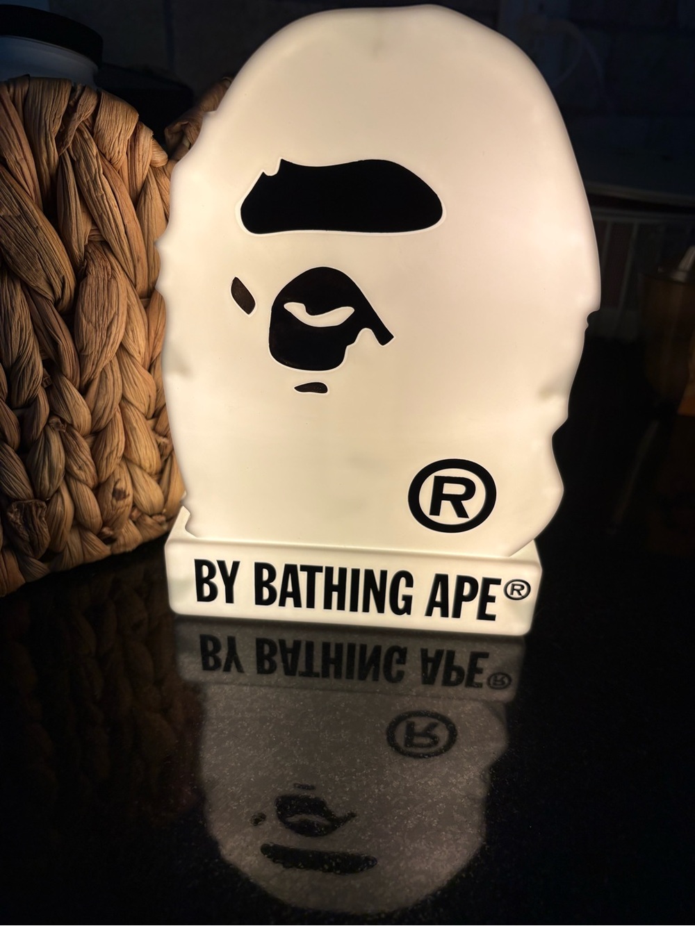 A Bathing Ape. Bape White & Black Ape Head Light (works with plug)